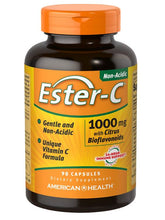 American Health Ester-C with Citrus Bioflavonoids Capsules- 24-Hour Immune Support, Gentle On Stomach, Non-Acidic Vitamin C - Non-GMO, Gluten-Free - 1000 mg, 90 Count, 90 Servings