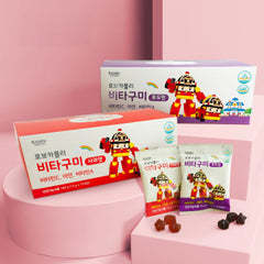 [바이탈해빗] 로보카폴리 비타구미 15봉 사과맛 포도맛 어린이영양제 아기아연 비타민젤리