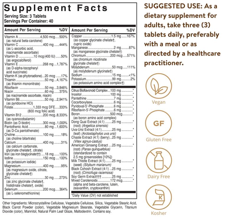 Solgar Female Multiple, 120 Tablets - Multivitamin, Mineral & Herbal Formula for Women - Advanced Phytonutrient - Vegan, Gluten Free, Dairy Free - 40 Servings