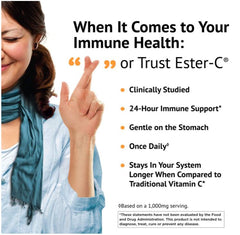 American Health Ester-C with Citrus Bioflavonoids Capsules- 24-Hour Immune Support, Gentle On Stomach, Non-Acidic Vitamin C - Non-GMO, Gluten-Free - 1000 mg, 90 Count, 90 Servings