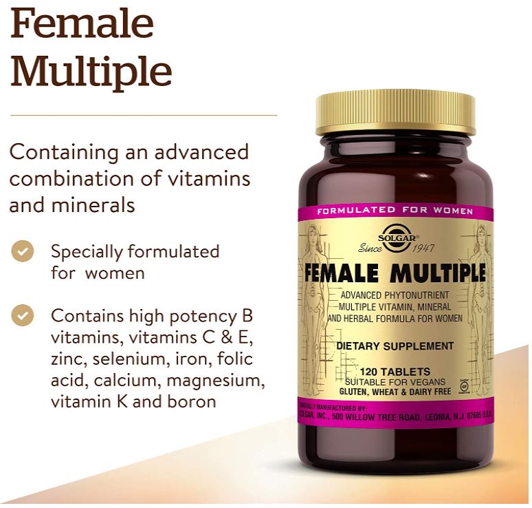 Solgar Female Multiple, 120 Tablets - Multivitamin, Mineral & Herbal Formula for Women - Advanced Phytonutrient - Vegan, Gluten Free, Dairy Free - 40 Servings
